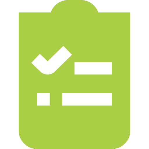 Green clipboard icon with check | VELCARE