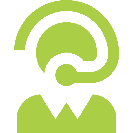 Green person icon with headset | VELCARE